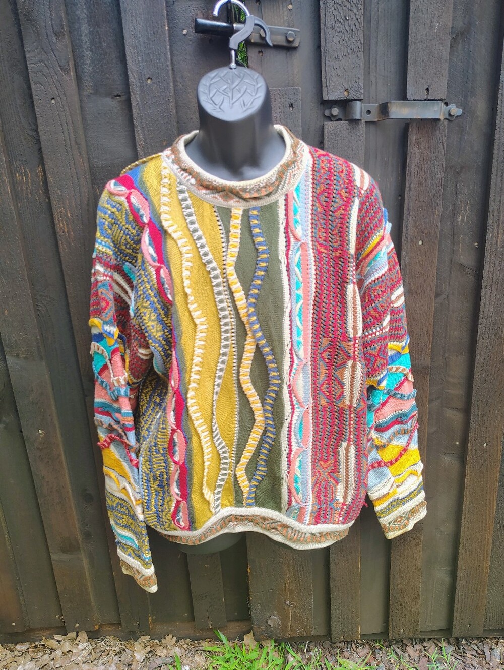 Men's Colorful 3D Textured Knit Sweater - Multicolor